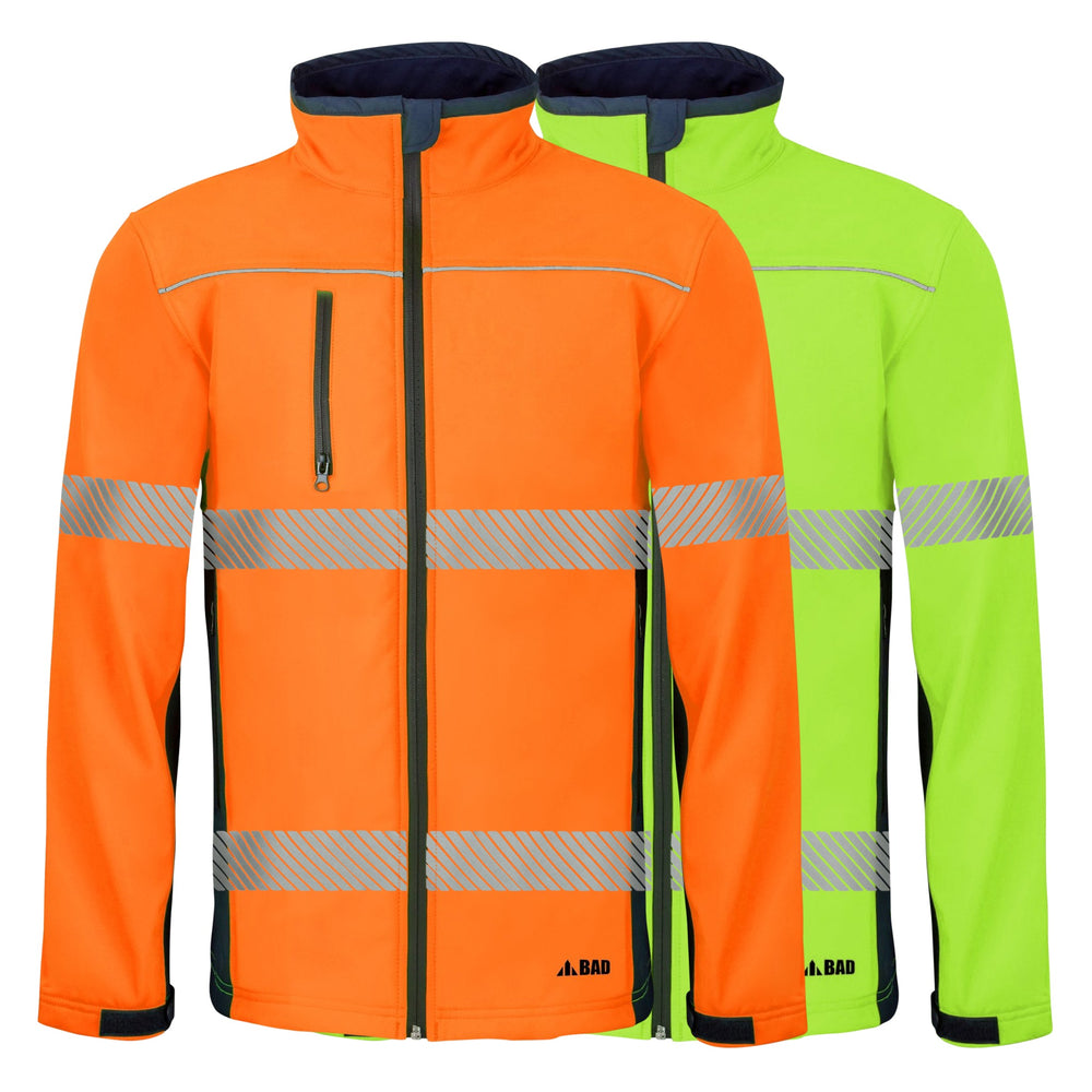 BAD WATERPROOF HI - VIS SOFTSHELL JACKET WITH 3M TAPE - BAD WORKWEAR