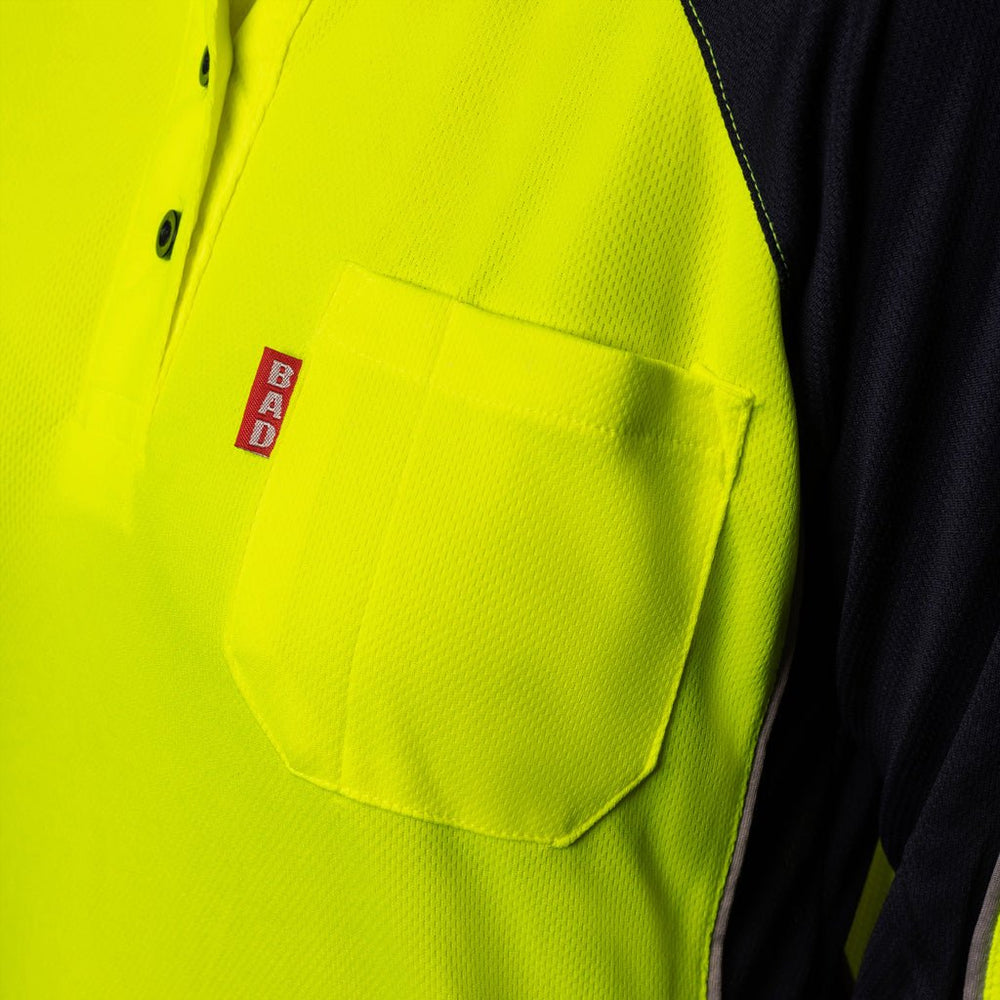 WOMENS HI-VIS L/S POLO SHIRT - BAD WORKWEAR